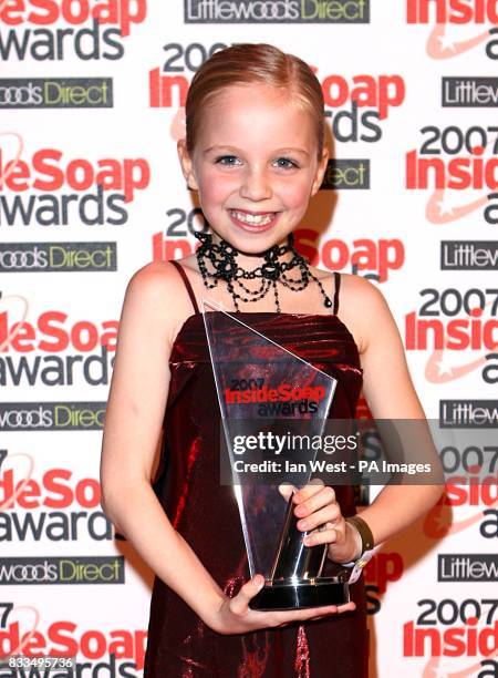 Eden Taylor-Draper with the award for Best Young Actor at the Inside Soap Awards 2007, Gilgamesh, The Stables, Chalk Farm Road, Camden, London, NW1.