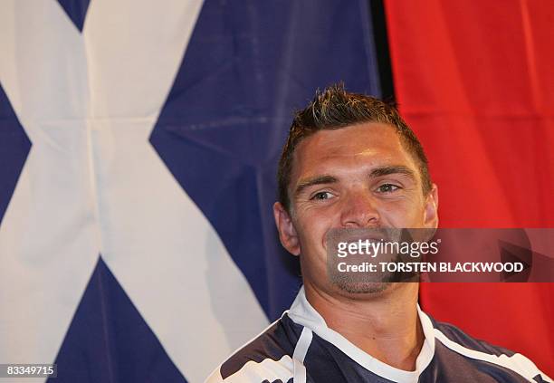 Scottish captain Danny Brough attends a press conference before the captains' call for the Rugby League World Cup at the Sydney Football Stadium on...