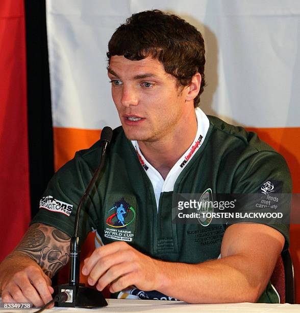Irish captain Scott Grix attends a press conference before the captains' call for the Rugby League World Cup at the Sydney Football Stadium on...
