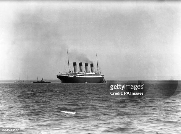 Titanic's sister ship RMS Olympic off Spithead after the Titanic sank