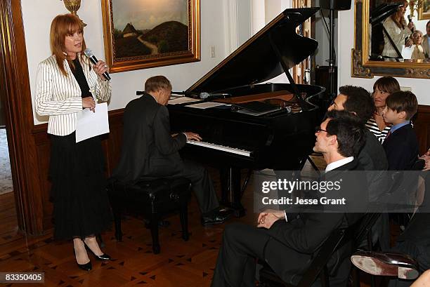 Stefanie Powers attends the wedding of Michael Feinstein and Terrence Flannery held at a private residence on October 17, 2008 in Los Angeles,...