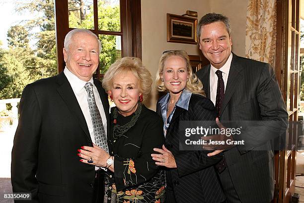 John Shannahan, Doris Roberts, Mary Haskell and Sam Haskell attend the wedding of Michael Feinstein and Terrence Flannery held at a private residence...