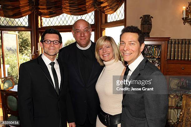 Gabriel Ferrer and Debby Boone attend the wedding of Michael Feinstein and Terrence Flannery held at a private residence on October 17, 2008 in Los...