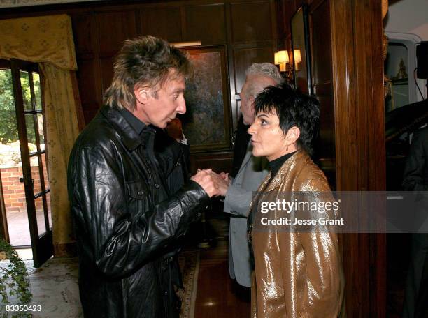 Barry Manilow and Liza Minnelli attend the wedding of Michael Feinstein and Terrence Flannery held at a private residence on October 17, 2008 in Los...