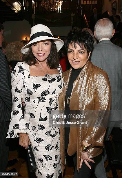Joan Collins and Liza Minnelli attend the wedding of Michael Feinstein and Terrence Flannery held at a private residence on October 17, 2008 in Los...