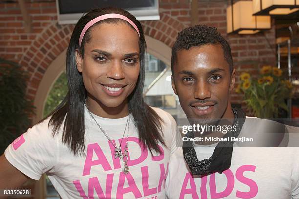 Celebrity blogger B. Scott and actor Darryl Stephens attend the 24 Annual AIDS Walk Los Angeles after party on October 19, 2008 in Los Angeles,...