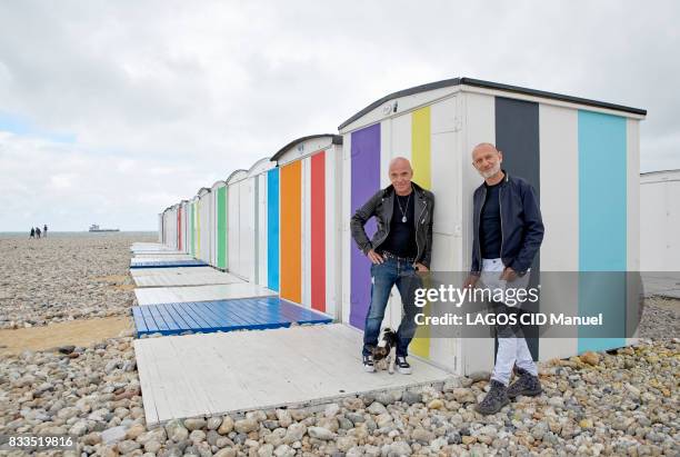 The artists Pierre and Gilles for their exhibition Clair-obscur at the Musee Art Moderne on july 10, 2017 in Le Havre, France.