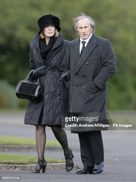 Sir Jackie Stewart and wife Helen arriving for the funeral of Colin McRae and son Johnny at East Chapel, Daldowie Crematorium.