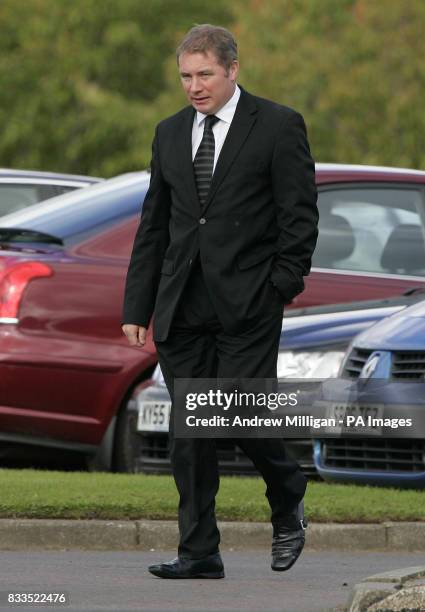 Ally McCoist arriving for the funeral of Colin McRae and son Johnny at East Chapel, Daldowie Crematorium.