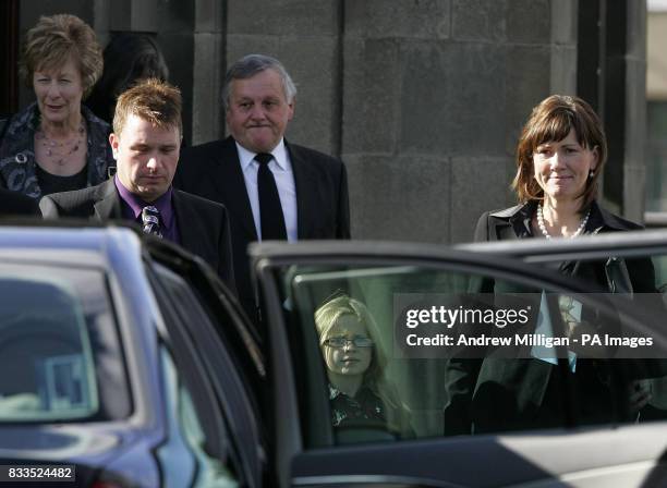The McRae family leave the funeral of Colin McRae and son Johnny at East Chapel, Daldowie Crematorium.