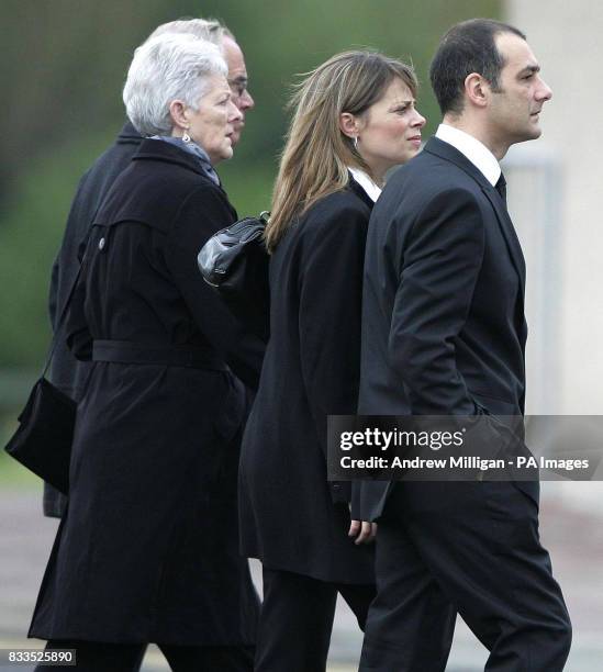 Mark Porcelli and family at the funeral of former quad bike champion, Graeme Duncan who died in the helicopter crash that also killed rally driver...