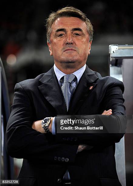 Radomir Antic the Serbia coach before the FIFA 2010 World Cup Qualifying Group 7 match between Austria and Serbia at the Ernst Happel Stadium on...