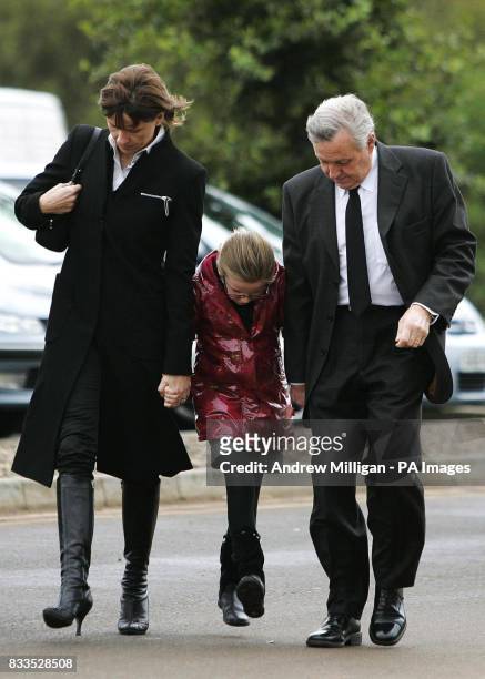 The McRae family Alison with daughter Hollie and Jimmy , at the funeral of former quad bike champion, Graeme Duncan who died in the helicopter crash...