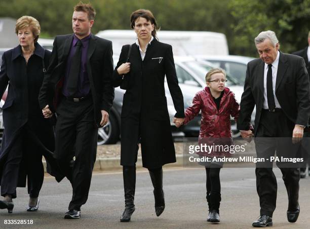 The McRae family Margaret , Stuart Alison with daughter Hollie and Jimmy , arrive at the funeral of former quad bike champion, Graeme Duncan who died...