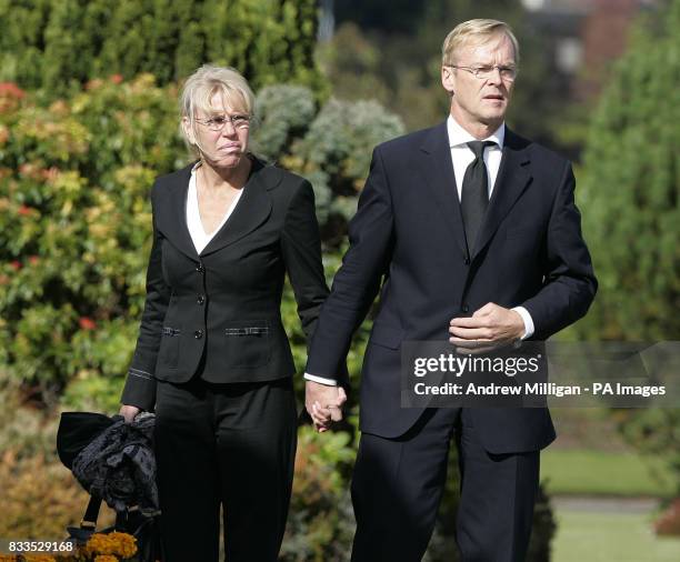 Ari Vatanen arrives at the funeral of Colin McRae and his son Johnny at East Chapel, Daldowie Crematorium