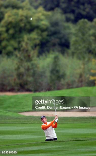 Continental Europe's Raphael Jacquelin plays from the 11th fairway during day three of the Seve Trophy at The Heritage Golf & Spa Resort, Killenard,...