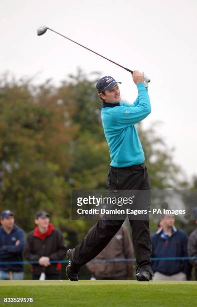 Great Britain and Ireland's Justin Rose tees off from the 18th during the Greensomes on day three of the Seve Trophy at The Heritage Golf & Spa...