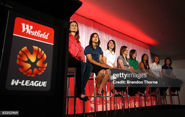 Di Alagich of Adelaide, Sarah Groenewald of the Victory, Stacey Day of the Jets, Collette McCallum of the Glory, Caitlin Munoz of Canberra, Kyah...