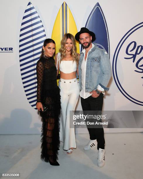 Jodi Anasta,Jennifer Hawkins and Kris Smith attend the Myer 'Spring Social' Night Event at Bronte Surf Life Club on August 17, 2017 in Sydney,...