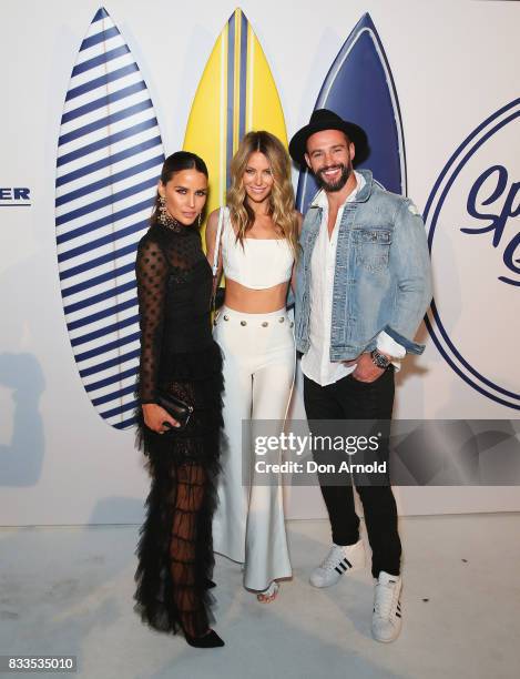 Jodi Anasta,Jennifer Hawkins and Kris Smith attend the Myer 'Spring Social' Night Event at Bronte Surf Life Club on August 17, 2017 in Sydney,...