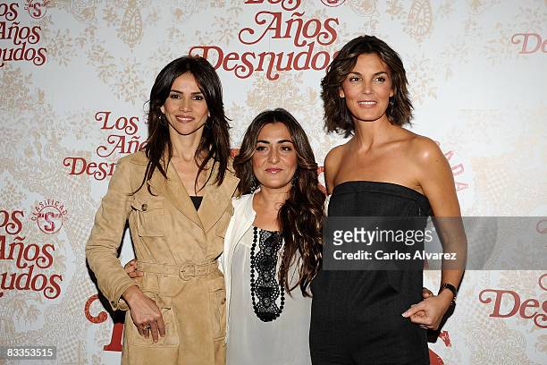 Spanish actresses Goya Toledo, Candela Pena and Mar Flores attend "Los Anos Desnudos" photocall at ME Hotel on October 20, 2008 in Madrid, Spain.