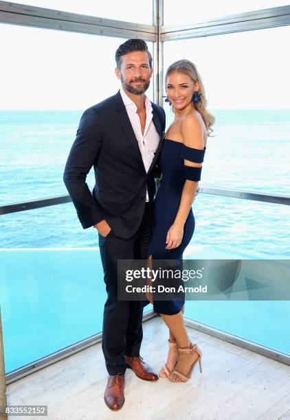 Tim Robards and Anna Heinrich pose at the Myer Spring 2017 Fashion Launch on August 17, 2017 in Sydney, Australia.