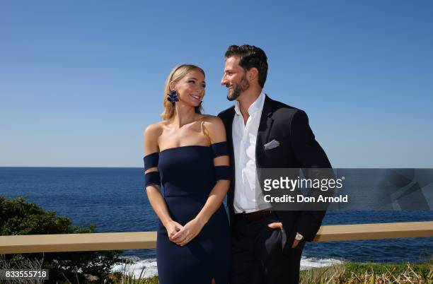 Tim Robards and Anna Heinrich pose at the Myer Spring 2017 Fashion Launch on August 17, 2017 in Sydney, Australia.