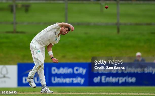 Dublin , Ireland - 17 August 2017; Boyd Rankin of Ireland bowling during the ICC Intercontinental Cup match between Ireland and Netherlands at...