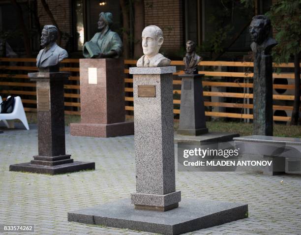 Picture taken on August 15, 2017 shows a memorial bust of Swedish diplomat Raoul Wallenberg in Moscow. - Russia on August 17, 2017 set a hearing date...