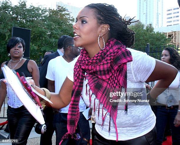 Kristi Henderson attends the 2008 BET Hip Hop Awards at the Boisfeuillet Jones Atlanta Civic Center on October 18, 2008 in Atlanta.