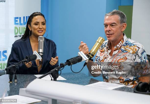 Recording artist Demi Lovato and radio host Elvis Duran visit "The Elvis Duran Z100 Morning Show" to discuss her upcoming album at Z100 Studio on...