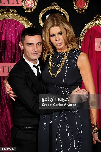 Spanish designer David Delfin and model and actress Bibi Andersen attend Telva Fashion Awards 2008 photocall at Palace Hotel on October 20, 2008 in...