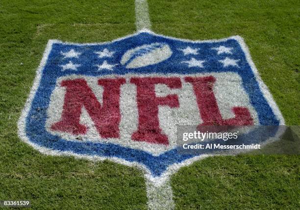 An NFL logo as the Tampa Bay Buccaneers host the Carolina Panthers at Raymond James Stadium on October 12, 2008 in Tampa, Florida.