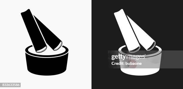 celery dip icon on black and white vector backgrounds - ranch dip stock illustrations