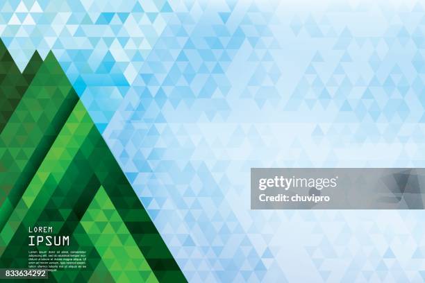 horizontal abstract triangles geometric background - pine forest - low poly tree stock illustrations