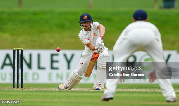 Dublin , Ireland - 17 August 2017; Tobias Visee of Netherlands plays a shot during the ICC Intercontinental Cup match between Ireland and Netherlands...
