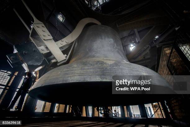 The Big Ben bell within the Elizabeth Tower ahead of the bell ceasing to chime on Monday at the Palace of Westminster on August 17, 2017 in London,...