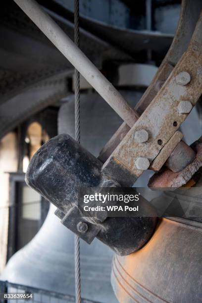 The hammer on one of the four smaller bells surrounding Big Ben , which will be removed and cleaned during the renovation work on the Elizabeth Tower...