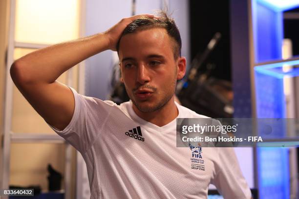 Daniele "Iceprinsipe" Paolucci of Italy looks dejected after losing his semi final against Timo "Timox" Siep of Germany during day two of the FIFA...