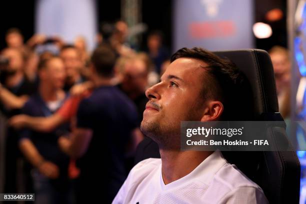 Daniele "Iceprinsipe" Paolucci of Italy looks dejected after losing his semi final against Timo "Timox" Siep of Germany during day two of the FIFA...