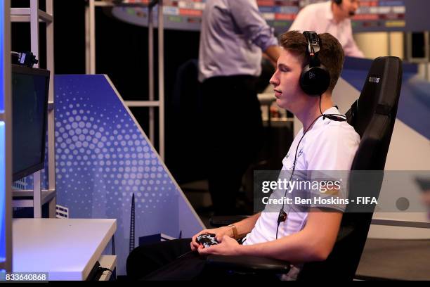 Timo "Timox" Siep of Germany in action during his semi final match against Daniele "Iceprinsipe" Paolucci of Italy on day two of the FIFA Interactive...