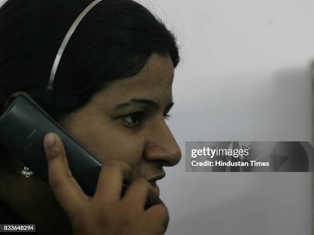 Aparna Narkar at call center run by blind people only at National Association of Blind, Worli Seaface.