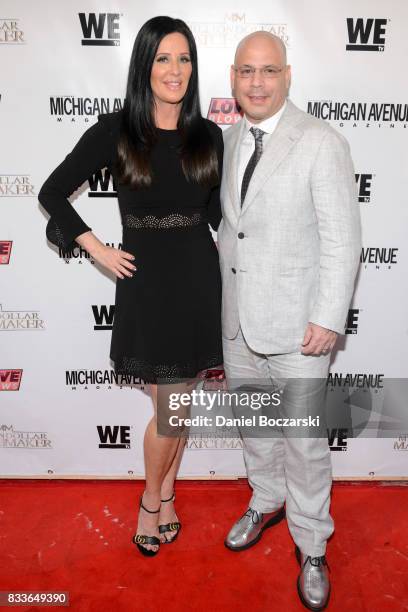 Patti Stanger and President and Publisher of Michigan Avenue Magazine Dan Uslan attend WE tv's LOVE BLOWS Premiere Event at Flamingo Rum Club on...