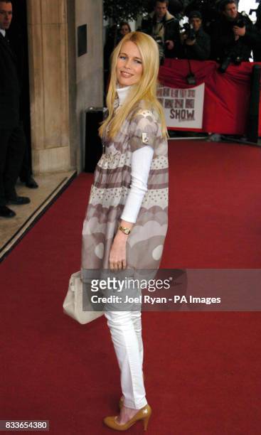 Claudia Schiffer arrives for the South Bank Show Awards at the Savoy Hotel in central London.