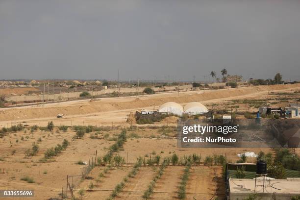 Palestinian policemen patrol on the border with Egypt, in Rafah in the southern of Gaza Strip August 17, 2017. A suicide bomber killed a Palestinian...