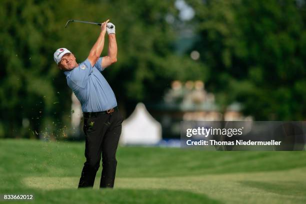 Paul Lawrie of Scottland is seen during day one of the Saltire Energy Paul Lawrie Matchplay at Golf Resort Bad Griesbach on August 17, 2017 in...