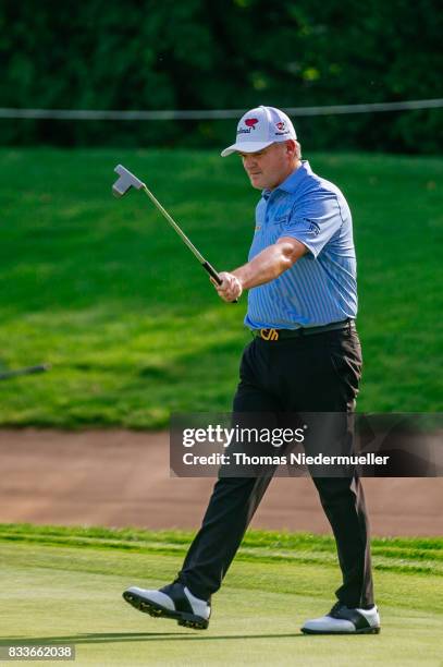 Paul Lawrie of Scottland is seen during day one of the Saltire Energy Paul Lawrie Matchplay at Golf Resort Bad Griesbach on August 17, 2017 in...