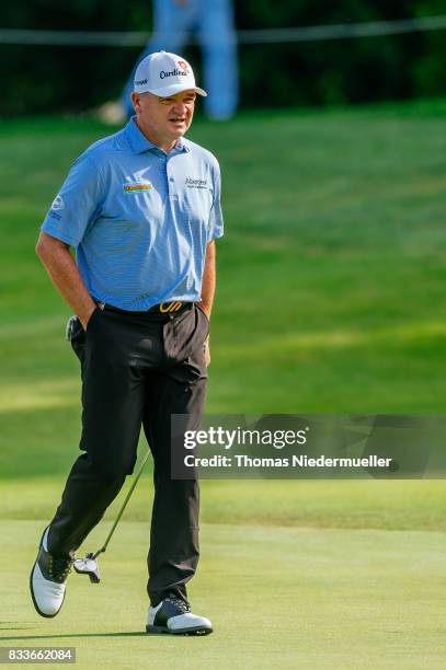 Paul Lawrie of Scottland is seen during day one of the Saltire Energy Paul Lawrie Matchplay at Golf Resort Bad Griesbach on August 17, 2017 in...