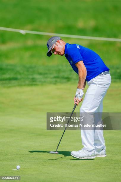 Mikko Ilonen of Finnland is seen at day one of the Saltire Energy Paul Lawrie Matchplay at Golf Resort Bad Griesbach on August 17, 2017 in Passau,...