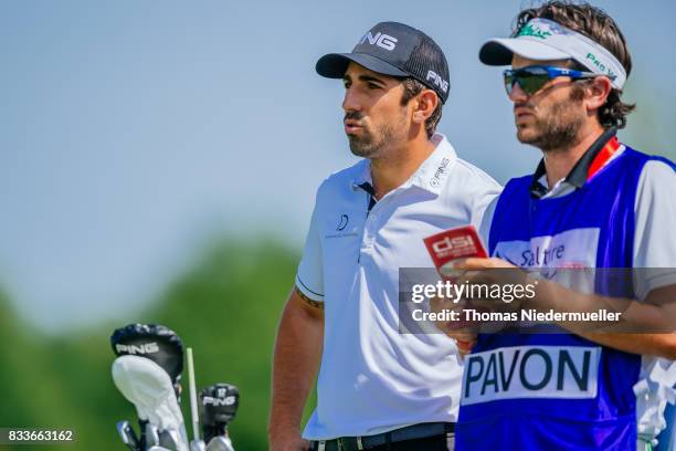 Matthieu Pavon of France is seen at day one of the Saltire Energy Paul Lawrie Matchplay at Golf Resort Bad Griesbach on August 17, 2017 in Passau,...